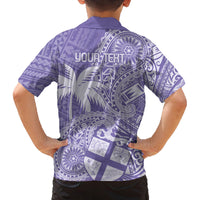 Custom Indo Fijians Family Matching Long Sleeve Bodycon Dress and Hawaiian Shirt Fiji ke Hindustani Polyneisan Paisley Purple Style LT9 - Polynesian Pride