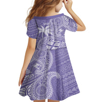 Custom Indo Fijians Family Matching Off The Shoulder Long Sleeve Dress and Hawaiian Shirt Fiji ke Hindustani Polyneisan Paisley Purple Style LT9 - Polynesian Pride