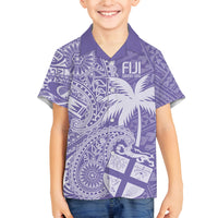 Custom Indo Fijians Family Matching Puletasi and Hawaiian Shirt Fiji ke Hindustani Polyneisan Paisley Purple Style LT9 Son's Shirt Purple - Polynesian Pride