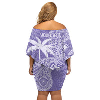Custom Indo Fijians Off Shoulder Short Dress Fiji ke Hindustani Polyneisan Paisley Purple Style LT9 - Polynesian Pride