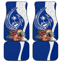 Blue Guam Hafa Adai Car Mats Tropical Flowers with Polynesian Pattern