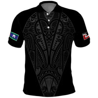 Queensland Maori Rugby Nga Hau e Wha Polo Shirt Black Motif