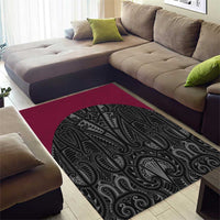 Queensland Maori Rugby Nga Hau e Wha Area Rug Maroon Motif