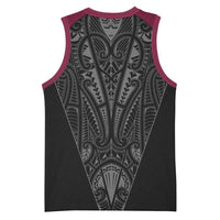 Queensland Maori Rugby Nga Hau e Wha Basketball Jersey Maroon Motif - Polynesian Pride
