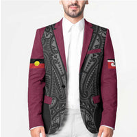 Queensland Maori Rugby Nga Hau e Wha Blazer Maroon Motif - Polynesian Pride