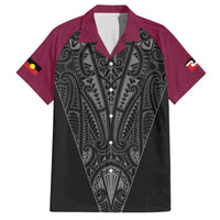 Queensland Maori Rugby Nga Hau e Wha Family Matching Off The Shoulder Long Sleeve Dress and Hawaiian Shirt Maroon Motif LT9 Dad's Shirt - Short Sleeve Maroon - Polynesian Pride