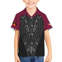 Queensland Maori Rugby Nga Hau e Wha Family Matching Off Shoulder Short Dress and Hawaiian Shirt Maroon Motif LT9 Son's Shirt Maroon - Polynesian Pride
