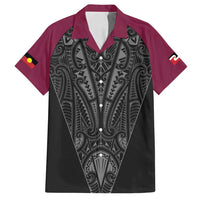 Queensland Maori Rugby Nga Hau e Wha Family Matching Puletasi and Hawaiian Shirt Maroon Motif LT9 Dad's Shirt - Short Sleeve Maroon - Polynesian Pride