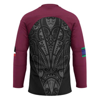 Queensland Maori Rugby Nga Hau e Wha Hockey Jersey Maroon Motif - Polynesian Pride