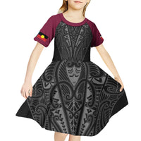 Queensland Maori Rugby Nga Hau e Wha Kid Short Sleeve Dress Maroon Motif