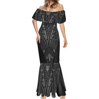 Queensland Maori Rugby Nga Hau e Wha Mermaid Dress Maroon Motif