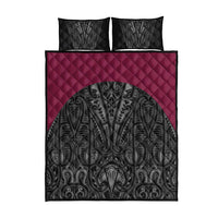 Queensland Maori Rugby Nga Hau e Wha Quilt Bed Set Maroon Motif