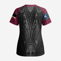 Queensland Maori Rugby Nga Hau e Wha Scrub Top Maroon Motif - Polynesian Pride