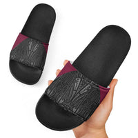 Queensland Maori Rugby Nga Hau e Wha Slide Sandals Maroon Motif - Polynesian Pride