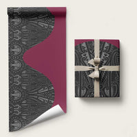 Queensland Maori Rugby Nga Hau e Wha Wrapping Paper Maroon Motif - Polynesian Pride