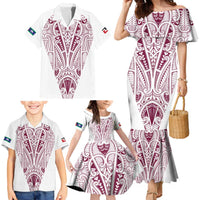 Queensland Maori Rugby Nga Hau e Wha Family Matching Mermaid Dress and Hawaiian Shirt White Motif LT9 - Polynesian Pride