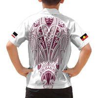 Queensland Maori Rugby Nga Hau e Wha Family Matching Off The Shoulder Long Sleeve Dress and Hawaiian Shirt White Motif LT9 - Polynesian Pride