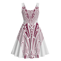Queensland Maori Rugby Nga Hau e Wha Midi Dress White Motif - Polynesian Pride
