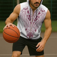 Queensland Maori Rugby Nga Hau e Wha Sleeveless Zip Hoodie White Motif - Polynesian Pride