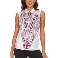 Queensland Maori Rugby Nga Hau e Wha Women Sleeveless Polo Shirt White Motif