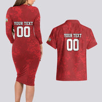 Custom British Lions-AUNZ Couples Matching Long Sleeve Bodycon Dress and Hawaiian Shirt Australia-New Zealand Indigenous Motif LT9 - Polynesian Pride