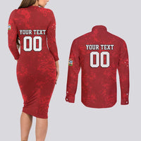Custom British Lions-AUNZ Couples Matching Long Sleeve Bodycon Dress and Long Sleeve Button Shirt Australia-New Zealand Indigenous Motif LT9 - Polynesian Pride