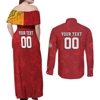 Custom British Lions-AUNZ Couples Matching Off Shoulder Maxi Dress and Long Sleeve Button Shirt Australia-New Zealand Indigenous Motif LT9 - Polynesian Pride