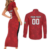 Custom British Lions-AUNZ Couples Matching Short Sleeve Bodycon Dress and Long Sleeve Button Shirt Australia-New Zealand Indigenous Motif LT9 - Polynesian Pride