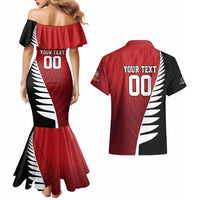 Custom British Lions New Zealand Couples Matching Mermaid Dress and Hawaiian Shirt Half Black Fern LT9 - Polynesian Pride