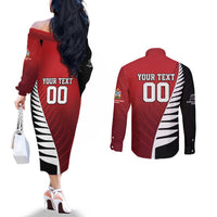 Custom British Lions New Zealand Couples Matching Off The Shoulder Long Sleeve Dress and Long Sleeve Button Shirt Half Black Fern LT9 - Polynesian Pride