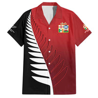 Custom British Lions New Zealand Family Matching Long Sleeve Bodycon Dress and Hawaiian Shirt Half Black Fern LT9 Dad's Shirt - Short Sleeve Red - Polynesian Pride