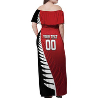 Custom British Lions New Zealand Family Matching Off Shoulder Maxi Dress and Hawaiian Shirt Half Black Fern LT9 - Polynesian Pride