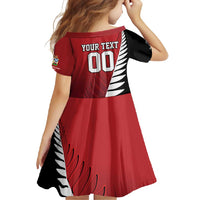 Custom British Lions New Zealand Family Matching Short Sleeve Bodycon Dress and Hawaiian Shirt Half Black Fern LT9 - Polynesian Pride