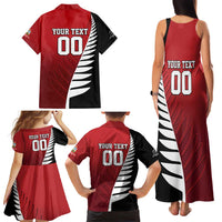 Custom British Lions New Zealand Family Matching Tank Maxi Dress and Hawaiian Shirt Half Black Fern