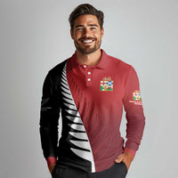 Custom British Lions New Zealand Long Sleeve Polo Shirt Half Black Fern