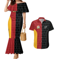Custom British Lions New Zealand Couples Matching Mermaid Dress and Hawaiian Shirt Sporty Style LT9 Black - Polynesian Pride