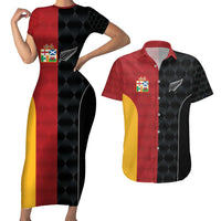 Custom British Lions New Zealand Couples Matching Short Sleeve Bodycon Dress and Hawaiian Shirt Sporty Style LT9 Black - Polynesian Pride