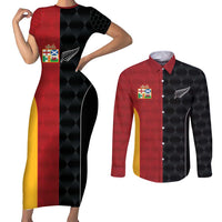 Custom British Lions New Zealand Couples Matching Short Sleeve Bodycon Dress and Long Sleeve Button Shirt Sporty Style LT9 Black - Polynesian Pride