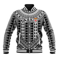 Fiji Custom Rugby National Heritage Baseball Jacket Black Traditional Masi Inspired