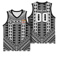 Fiji Custom Rugby National Heritage Basketball Jersey Black Traditional Masi Inspired