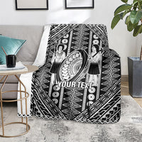 Fiji Custom Rugby National Heritage Blanket Black Traditional Masi Inspired