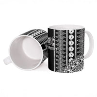 Fiji Custom Rugby National Heritage Ceramic Mug Black Traditional Masi Inspired