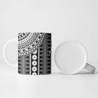 Fiji Custom Rugby National Heritage Ceramic Mug Black Traditional Masi Inspired