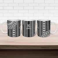 Fiji Custom Rugby National Heritage Ceramic Mug Black Traditional Masi Inspired