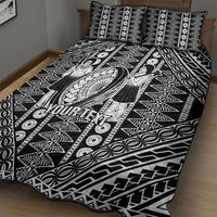 Fiji Custom Rugby National Heritage Quilt Bed Set Black Traditional Masi Inspired