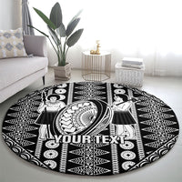 Fiji Custom Rugby National Heritage Round Carpet Black Traditional Masi Inspired