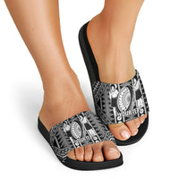 Fiji Custom Rugby National Heritage Slide Sandals Black Traditional Masi Inspired