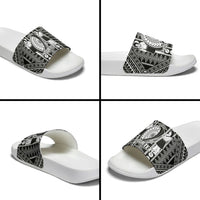 Fiji Custom Rugby National Heritage Slide Sandals Black Traditional Masi Inspired