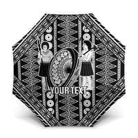 Fiji Custom Rugby National Heritage Umbrella Black Traditional Masi Inspired