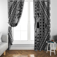 Fiji Custom Rugby National Heritage Window Curtain Black Traditional Masi Inspired